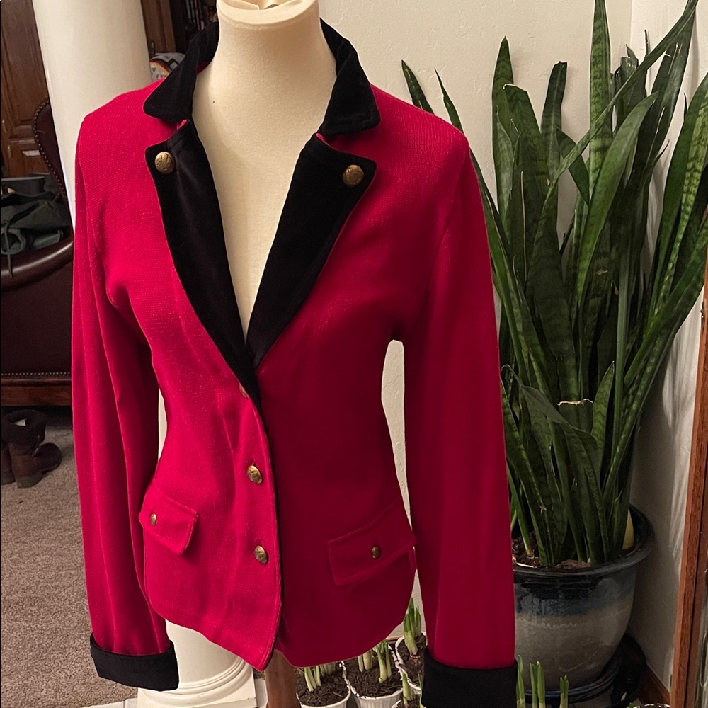 Elegant Red and Black Women's Blazer